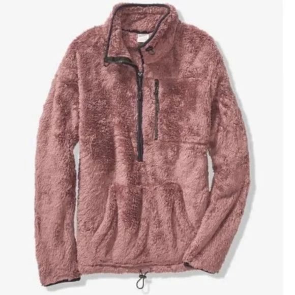 PINK Victoria Secret Sherpa teddy pullover jacket espresso coffee pink XS - Picture 4 of 11